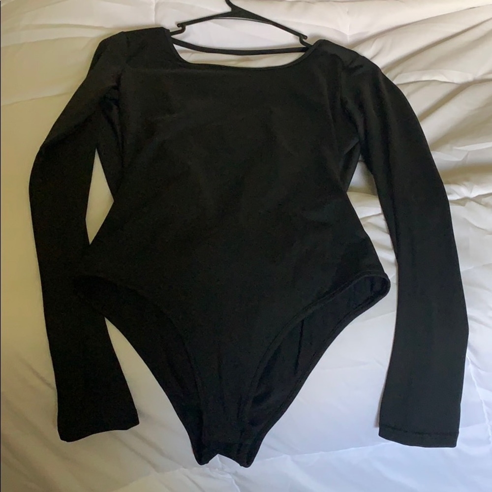 Black body suit with open back